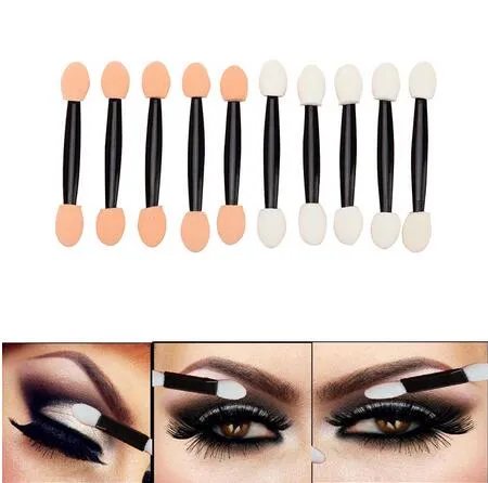 New Eyeshadow aplicador de esponja dupla terminou Marca suprimentos portátil Lipliner escovas de unhas Espelho Powder Brush