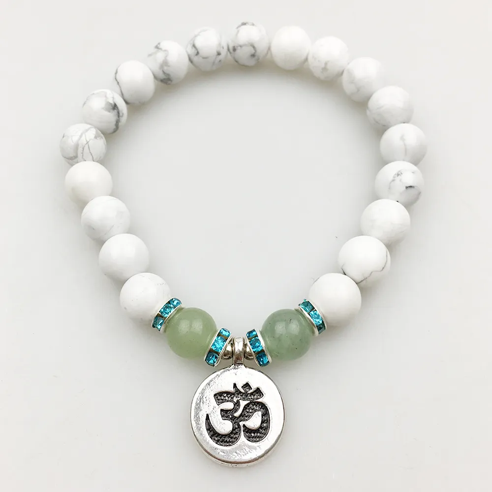 SN1174 Yoga femmes Bracelet fait à la main Designer Howlite Jasper vert Aventurine Bracelet ensemble 2017 bijoux de mode livraison gratuite