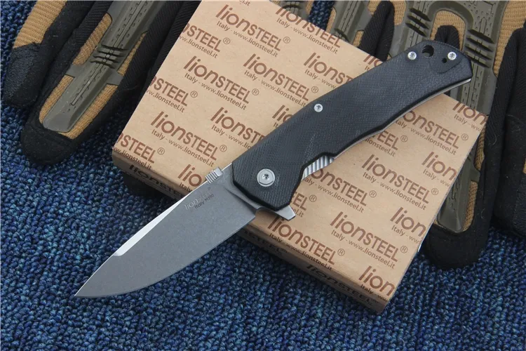 2017 Lionsteel Molletta M390 StoneWashed Tactical Folding Nóż TC4 Uchwyt Outdoor Camping Turystyka Polowanie Survival Pocket Gift Collection