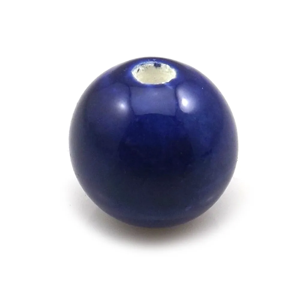 High Quality 14mm Royal Blue Round Ceramic Loose Beads For DIY Jewelry Making 