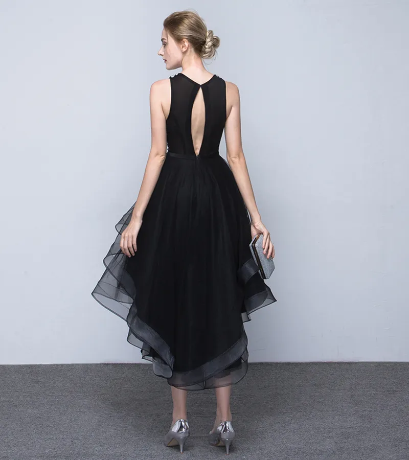 strapless open back dress Black Lace Applique High Slit Criss Cross Back Mermaid Prom Dress Black / 00