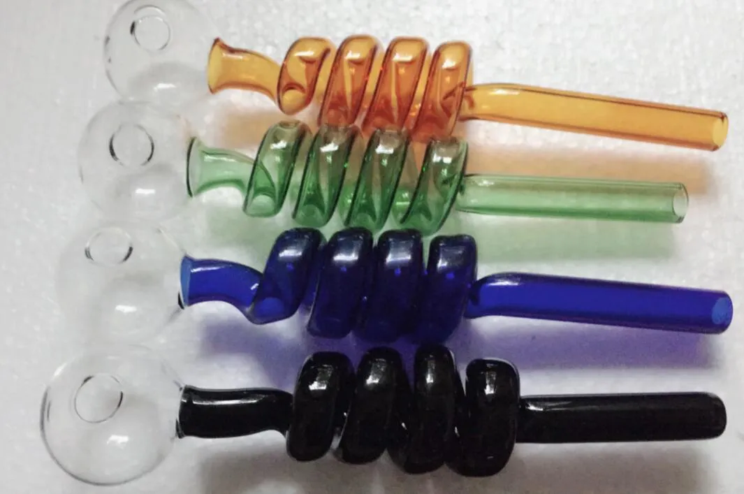 다채로운 Pyrex 유리 파이프 곡선 된 유리 오일 버너 파이프 유리 오일 버너 다른 컬러 균형 조정기와 함께 파이프 담배 파이프 담배 파이프 처리
