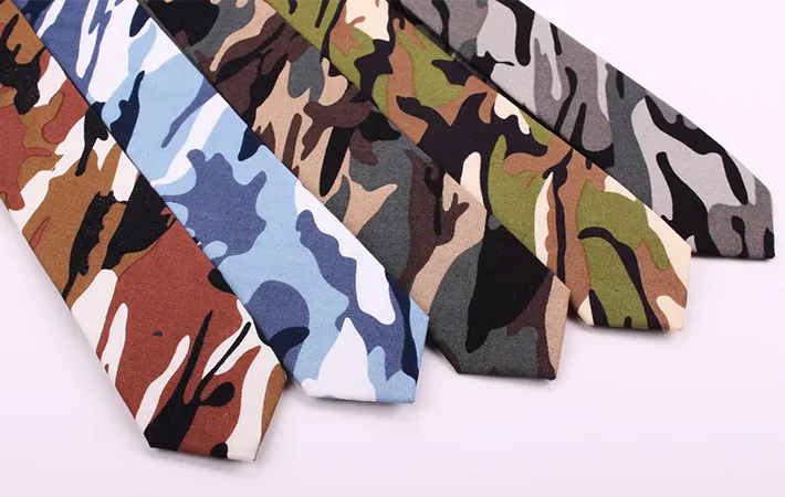 Camouflage Neck Tie 5cm 5 Färg Bomull Soldat Slips för Herr Faders dag Julklappar Gratis TNT FedEx