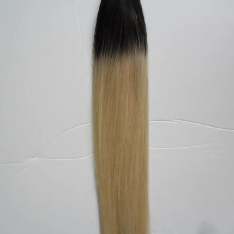 Blondes, glattes brasilianisches Keratin-Fusionshaar, Nagel, U-Spitze, 1B/613, zweifarbig, Ombre-Echthaar, 100 g, 1 g/Strähne, Keratin-Bond-Haarverlängerungen