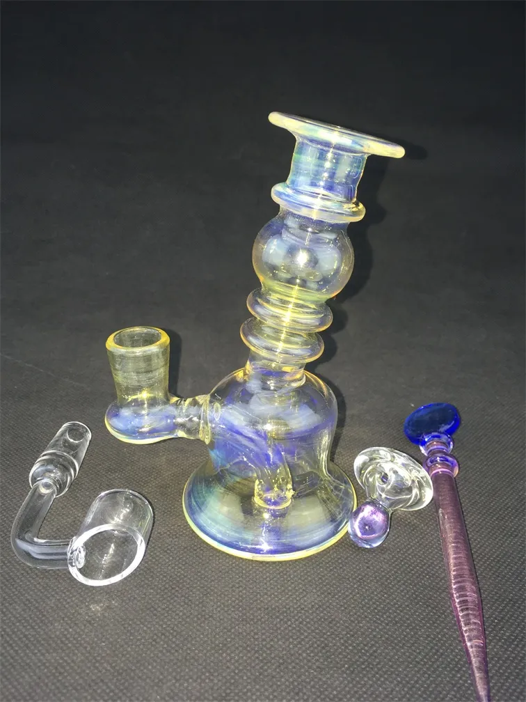 Light Yellow, glass hookah, oil rig pipe, carta recycler 14mm joint, welcome to order