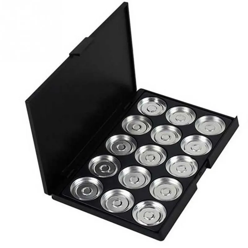 10 stks / partij Professionele Lege Make-up Oogschaduw Pigment Aluminium Palet Pans Case Make DIY 15 Grid Beauty Tools