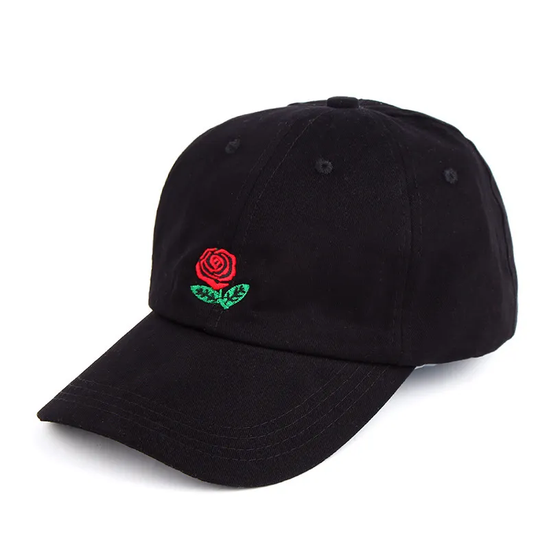 2017 NYA UNISEX ROSE EMBORIDERY BASEBALL CAP Casquette Snapback Hats Summer Gorras Cotton Hip Hop Caps för män och kvinnor1018704