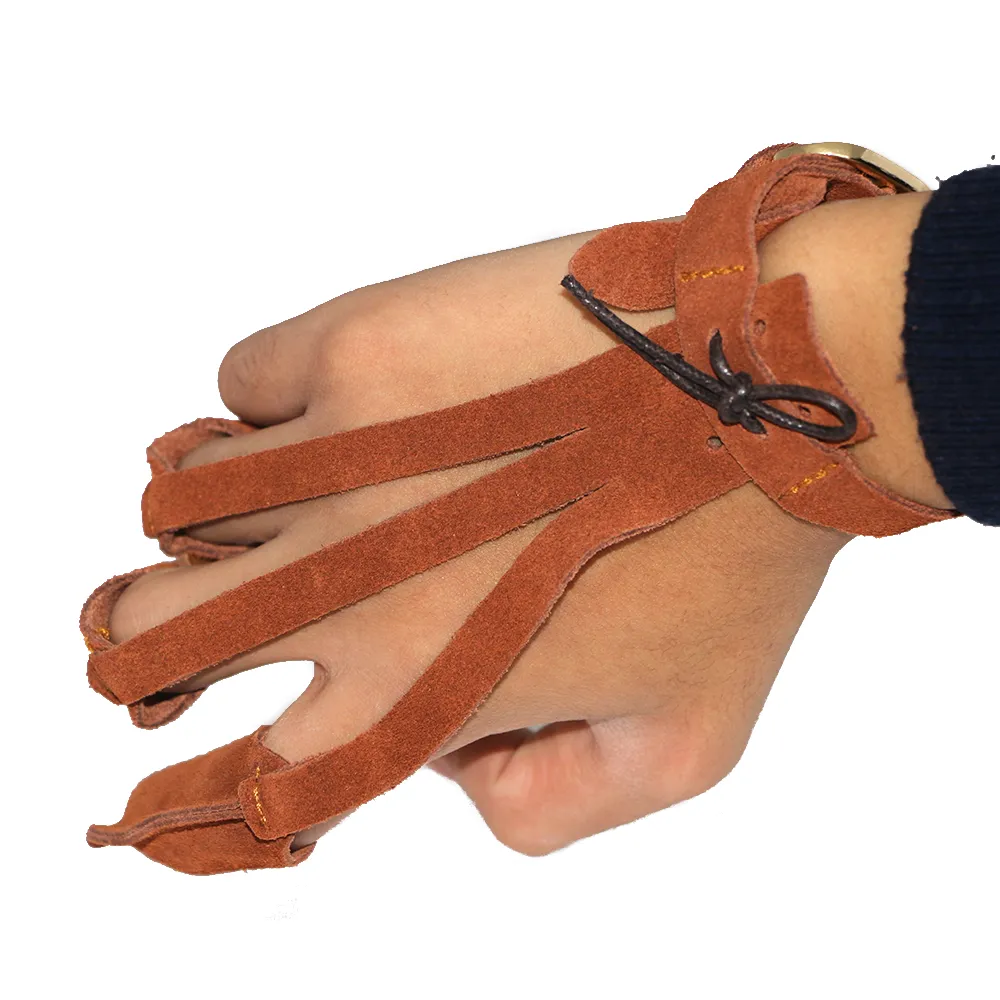 Cowhide Finger Guard For Archery Hunting And Shooting, Durable 3 Finger