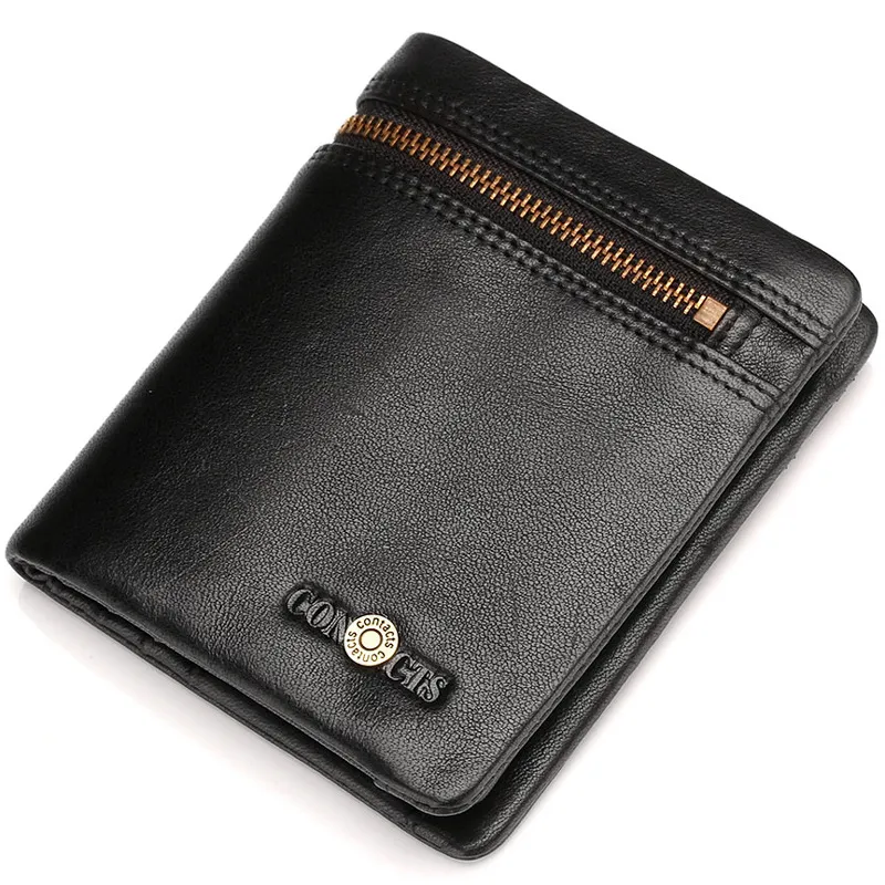 جلد طبيعي قياسي محفظة سحاب العلامة التجارية تصميم الرجال محافظ الصلبة الأزياء عالية الجودة ذكر محفظة مع حامل البطاقة M1006