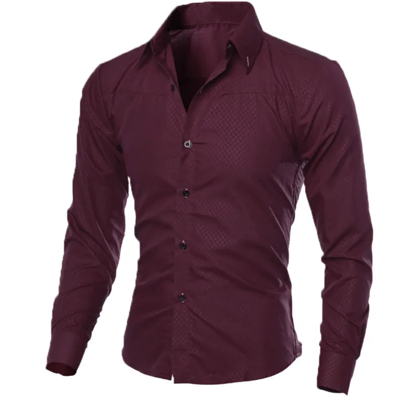 Luxe Heren Slim Fit Shirt Lange Mouw Overhemden Casual Formele Zakelijke Shirts Effen Merk Kleding camisa sociale masculina M-4XL