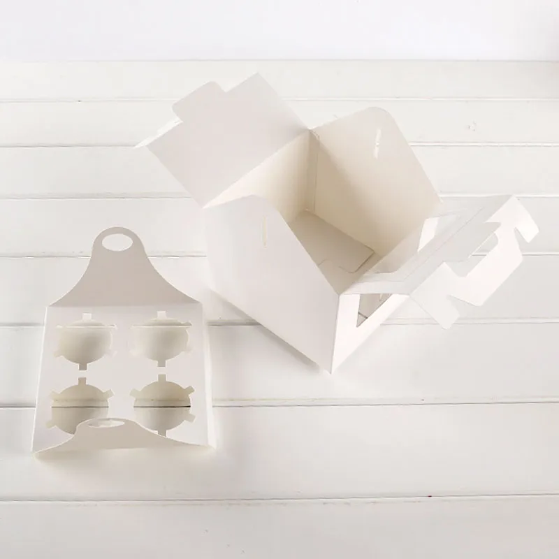 Weißes Kartenpapier Party-Cupcake-Boxen Kuchen-Verpackungsboxen Halter 2 Stück mit Griff-Muffin-Box Kostenloser Versand ZA4022