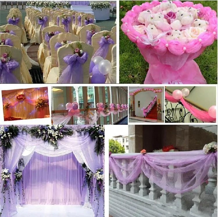 6 cali X 100 Yard Ślub Biegacze Organza Biegacze Dekoracji Przędza Rolka Tulle Sheer Exarze Element Bankiet Decoration Casamento Favor