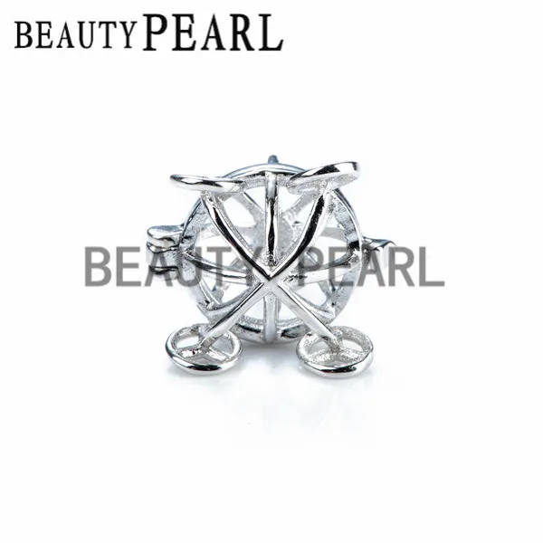 2 Pièces Citrouille Chariots Pendentif Perle Cage 925 En Argent Sterling Souhaitant Perle Flottant Médaillons Pendentif Halloween Cadeau