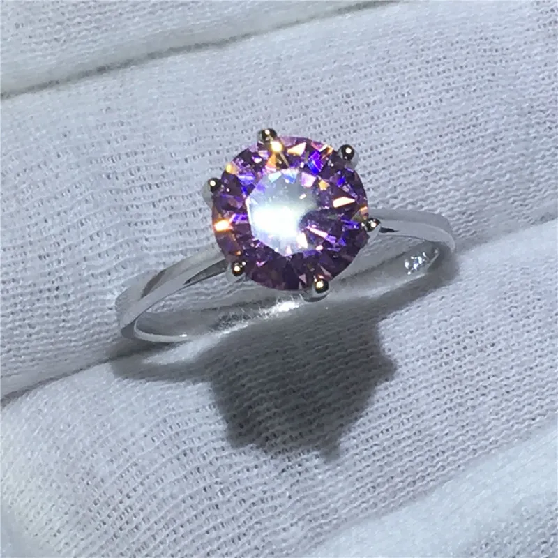 Fine Jewelry 100% vero anello in argento sterling 925 3ct Pink 5A Zircon Cz Fedi nuziali di fidanzamento le donne Gioielli da sposa