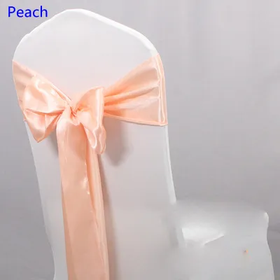 Peach Color Satin Sash Chair High Quality Bow Tie For Chair Covers Sash Party Wedding El Banket Home Decoration Whole280p