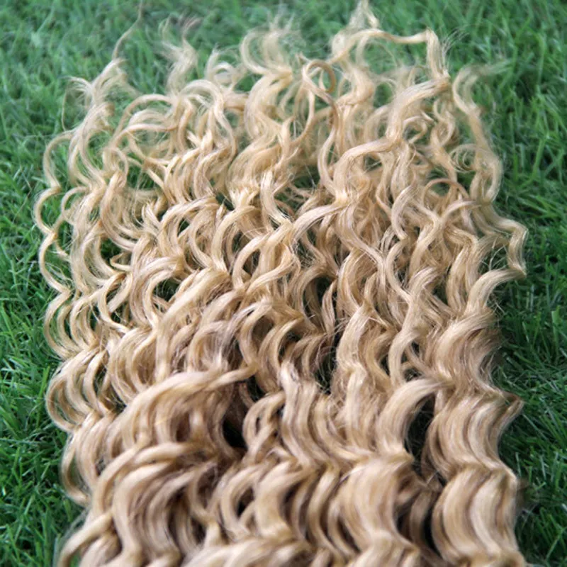 613 Bleach Blonde Bande Humaine en crépus bouclés 100g bouclés fusion cheveux humains Non Remy afro crépus cr pu cheveux