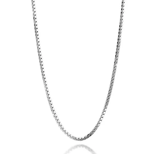 925 Sterling Silver Plated Box Chain Crafted Necklace Women Wedding Super Thin Strong Gift for Pendants Fashion Jewelry Charm223K