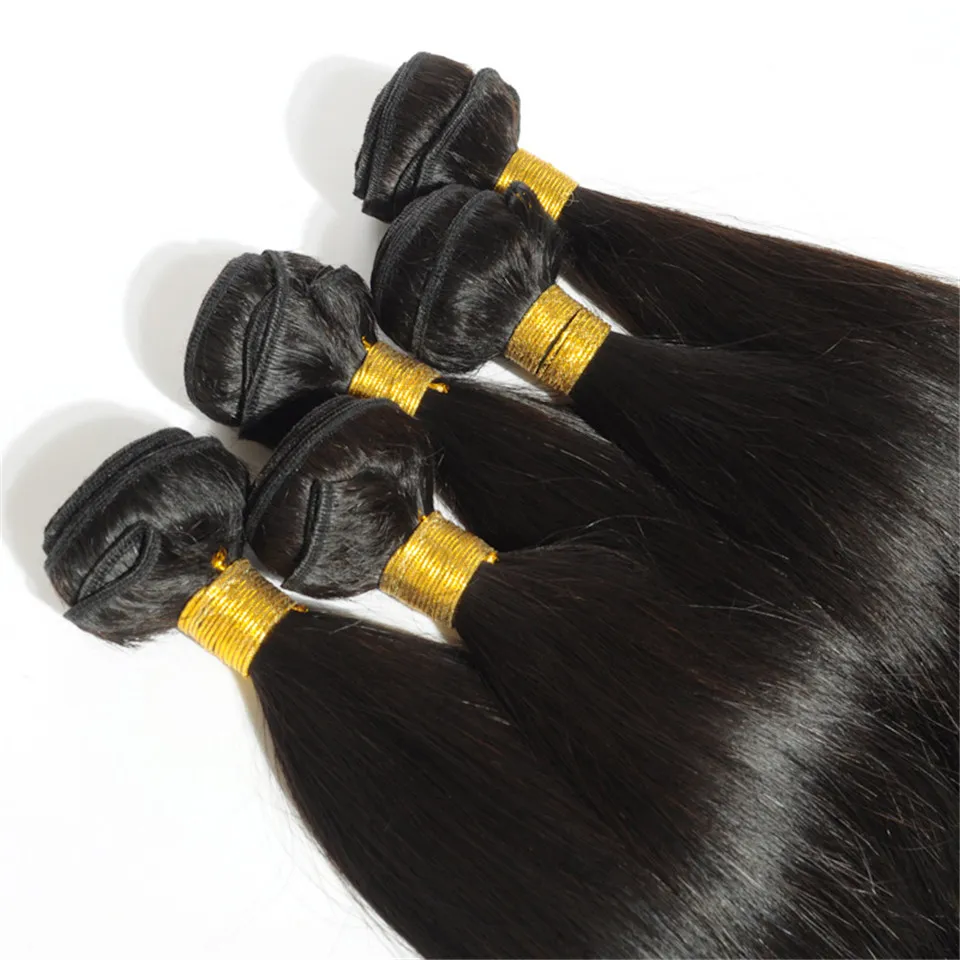 Mink Brazilian Straight Human Virgin Hair Weaves 100g/pc Double Wefts Natural Black Color Human Remy Hair Extensions