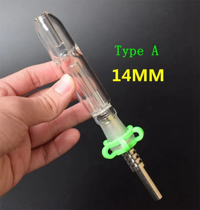 2017 Mini Nectar Collector Kit con 10/14 / 18mm Titanium Nail Quartz Tip Mini Glass Pipe bong in vetro Pipa da fumo