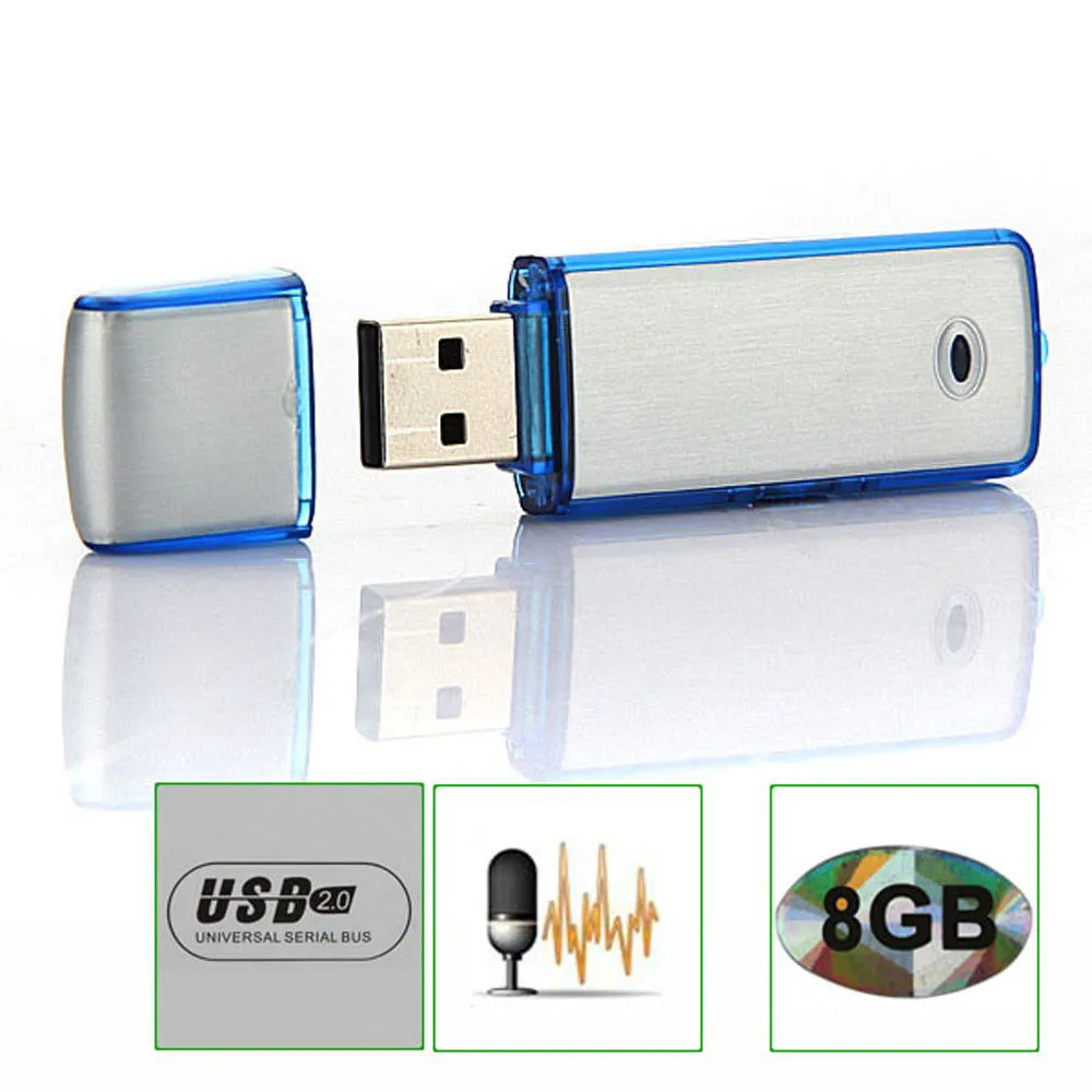 Mini gravador de disco U USB de 8 GB Gravador de voz de áudio digital Gravador de som USB