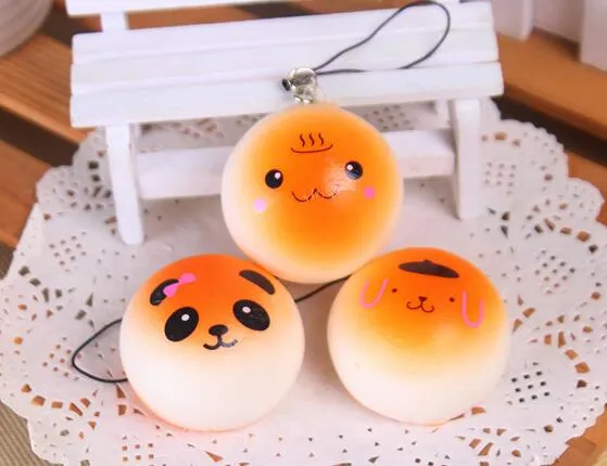 3D Kawaii Key Rings Squishy Squishies Panda для ключей Телефоны Ремень Ремень Мобильный телефон Очарование Подвеска Брелок