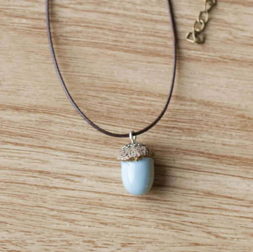 Высокое качество Ожерелье Маленький свежий желудь короткий абзац Wild Ceramic ювелирные изделия WFN492 с цепью смешать Заказать 20 штук много