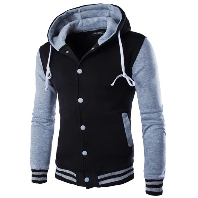 Groothandel - Nieuwe Jas Mannen Veste Homme 2016 Mode Hooded Design Mens Slim Fit College Baseball Jas Casual Merk Bomber Varsity Jacket