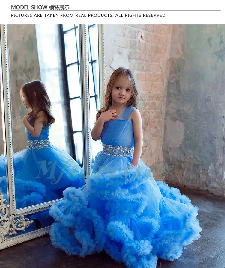 Cloud Little Flower Girls Dresses for Weddings Baby Party Frocks Real Image Luxury Girls Pageant Dress Kids Prom Dresses Evening Gowns 2017