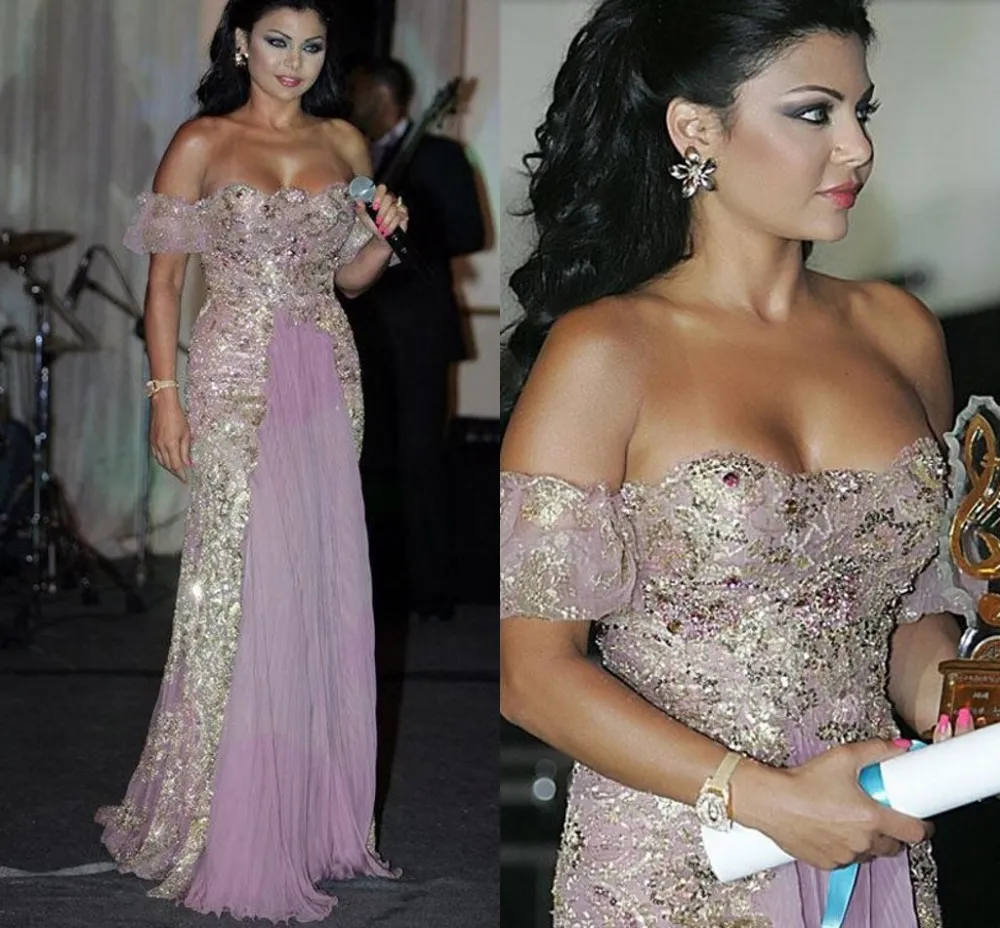 Ljus lila av axel prom klänningar sequins applique pärlstav baklöst kvällsklänningar arabiska ruffles långa formella party klänningar vestidos