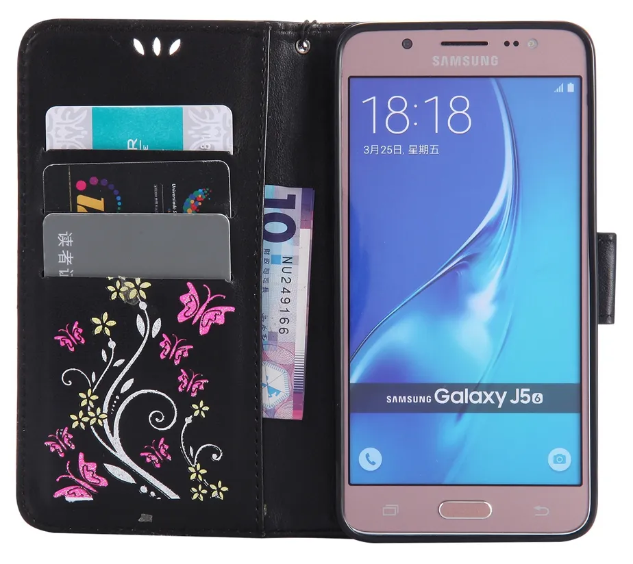 Flip Cover dla Samsung Galaxy J5 Prime Case Luksusowy Karta Portfelowa Kolorowa Kwiat dla Galaxy J5 J510 2016 J530 2017 Case