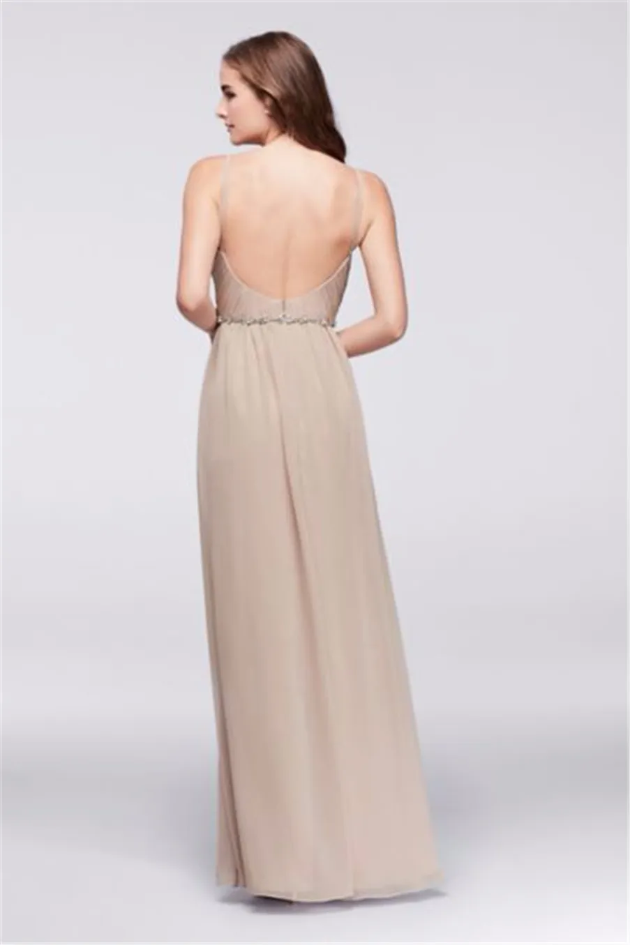 2021 Nieuw! Twist Bodice Chiffon Bruidsmeisjesjurk met Beaded Riem W11147 Bruiloft Gow Avond Formele Toga