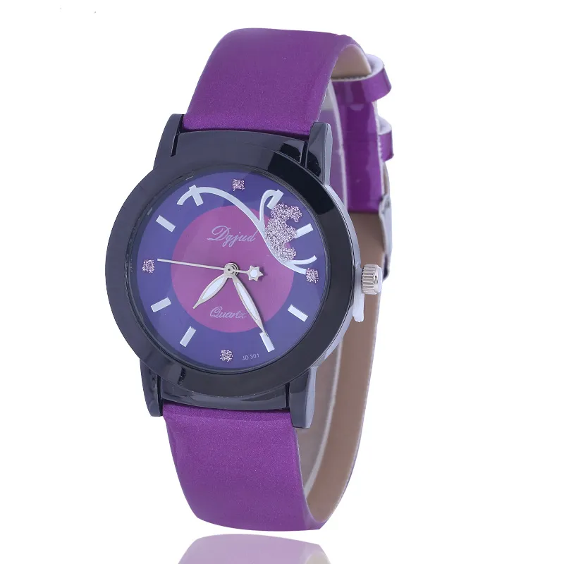 Wholesale pu watch Ms. watch belt butterfly classic style glossy watches jd301 WR021