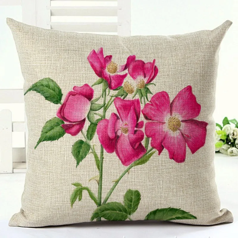 Rosa blommigt kasta kuddefodral för soffa stol säng fuchsia blommor kudde täcke peony almofada trädgård växt cojines
