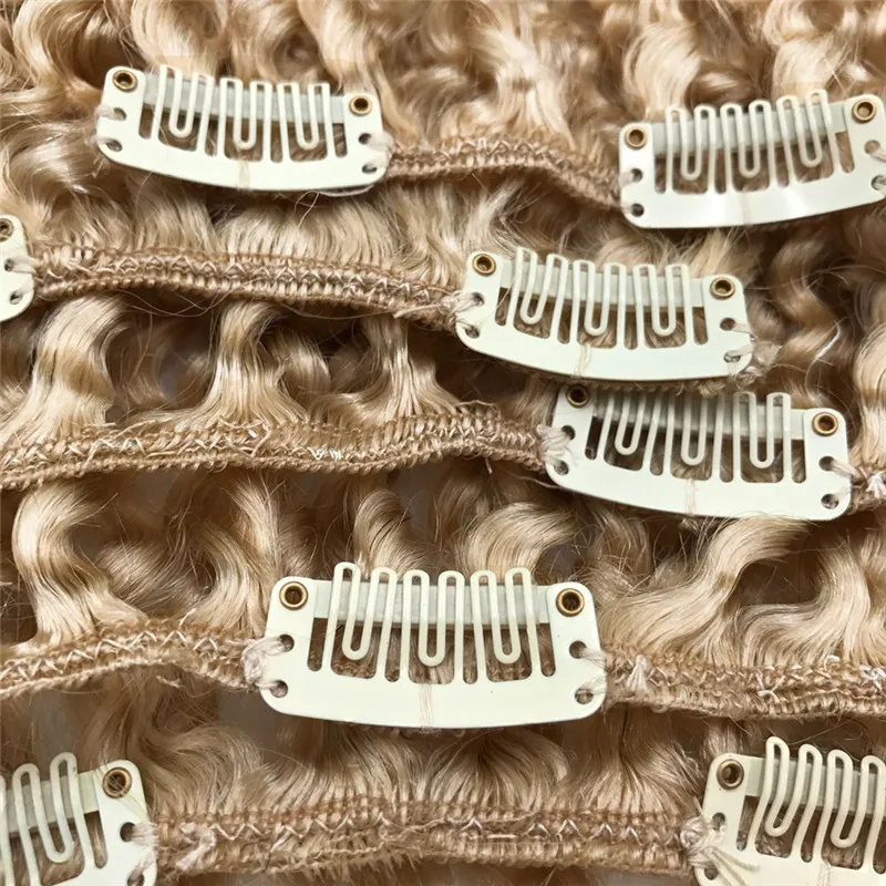 7 piece  Mongolian Human Hair  Clip-Ins IXTUYLL Virgin Human Hair Clip In Extensions Curly 120 Gram  main image 2
