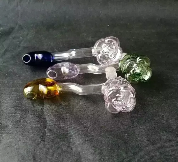 Color rose heart glass pot smoking pipe Glass gongs - oil rigs smoking vap - vaporizer, color and style random delivery