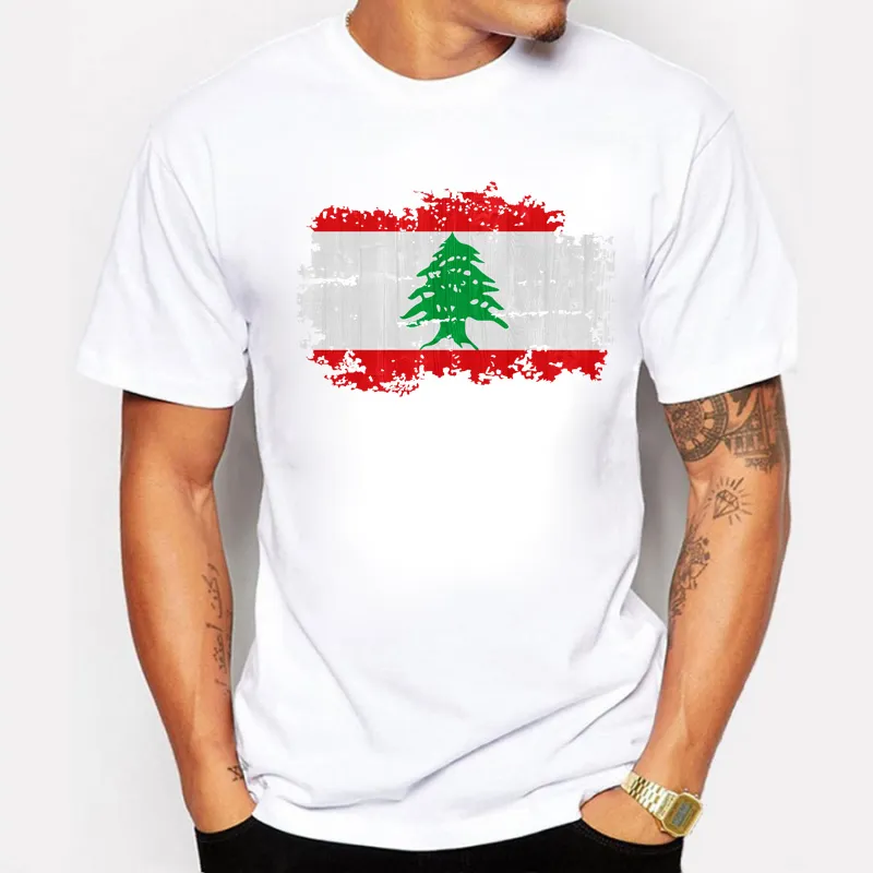 Libanon T Shirt Man National Flag Nostalgic Style T-shirts 100% Bomull Meeting Fans Short Streetwear Fitness Lebanon Flag