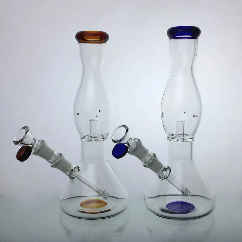 10'' Glass Beaker Bong Hookahs Water Bongs Pipe Dab Rig Blue Water Pipes 14mm Joint Bowl