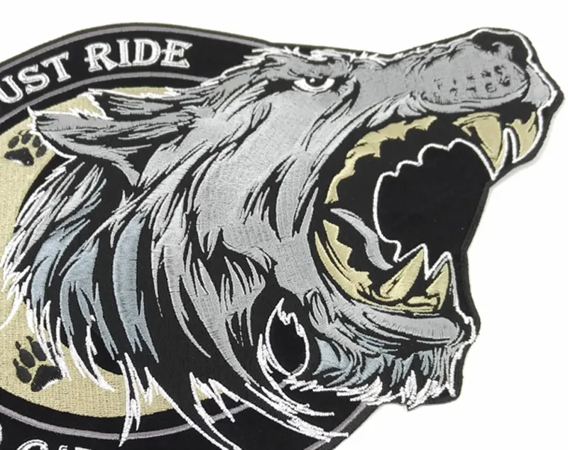 NO CLUB - NO RULES - JUST RIDE WOLF PATCHES EMBROIDERED IRON OR SEW ON JACKET BACK FULL SIZE MC CLUB258j