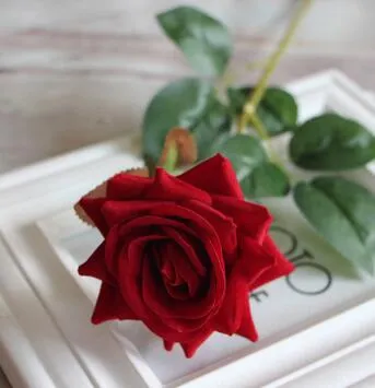 La simulación de flores decorativas al por mayor de una sola flor, flor de seda, rosa, mantel para el hogar