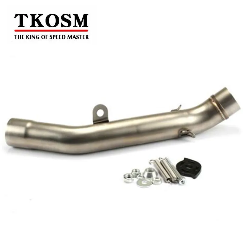 TKOSM Motorcykel Middle Exhaust Pipe Through-Hole Ljuddämpare för Kawasaki Z750 Z800 2010 2011 2012 2013 2014 utan avgas