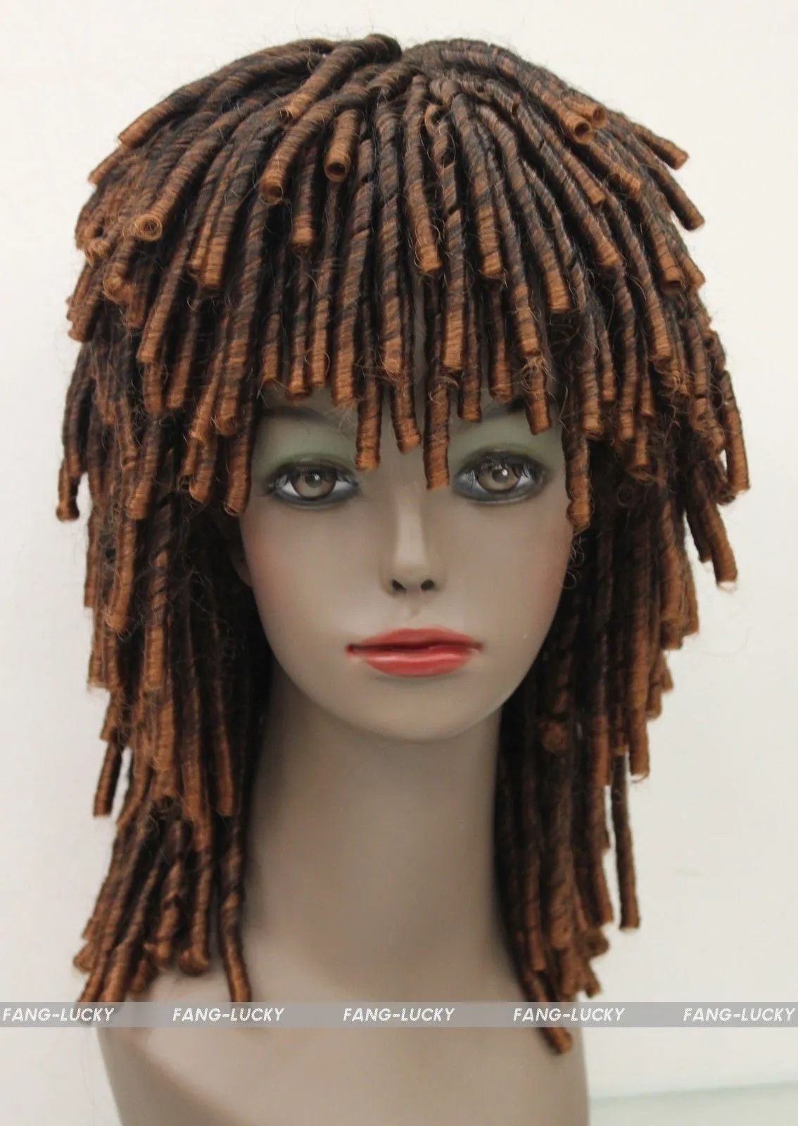 Gratis verzending Mooie mode nieuwe zwart bruin gemengde Afrikanen stijl pruik Dreadlocks Fancy Dress Ruud Gullit FTLG010