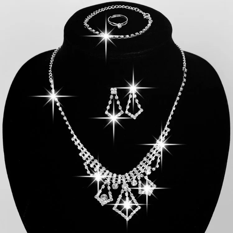 High Quality Bridal Jewelry Set Wedding Accessories Necklace Earrings Bracelet Ring With