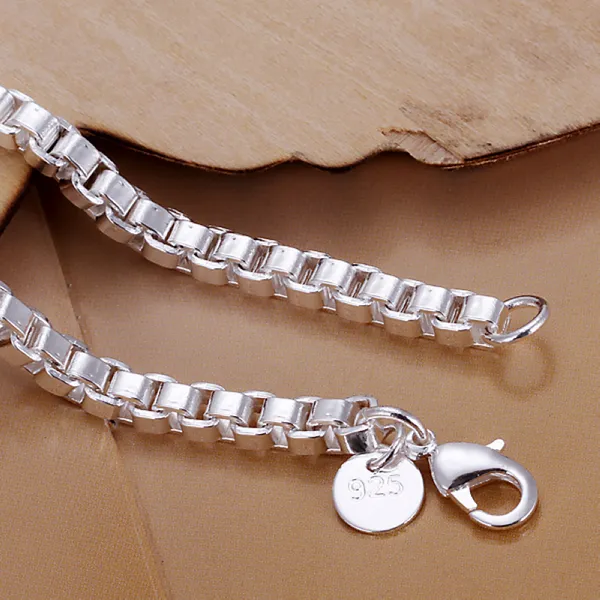 Mode Herren Schmuck Set 925 Sterling Silber vergoldet 4MM Box Kette Halskette Armband Top Qualität kostenloser Versand