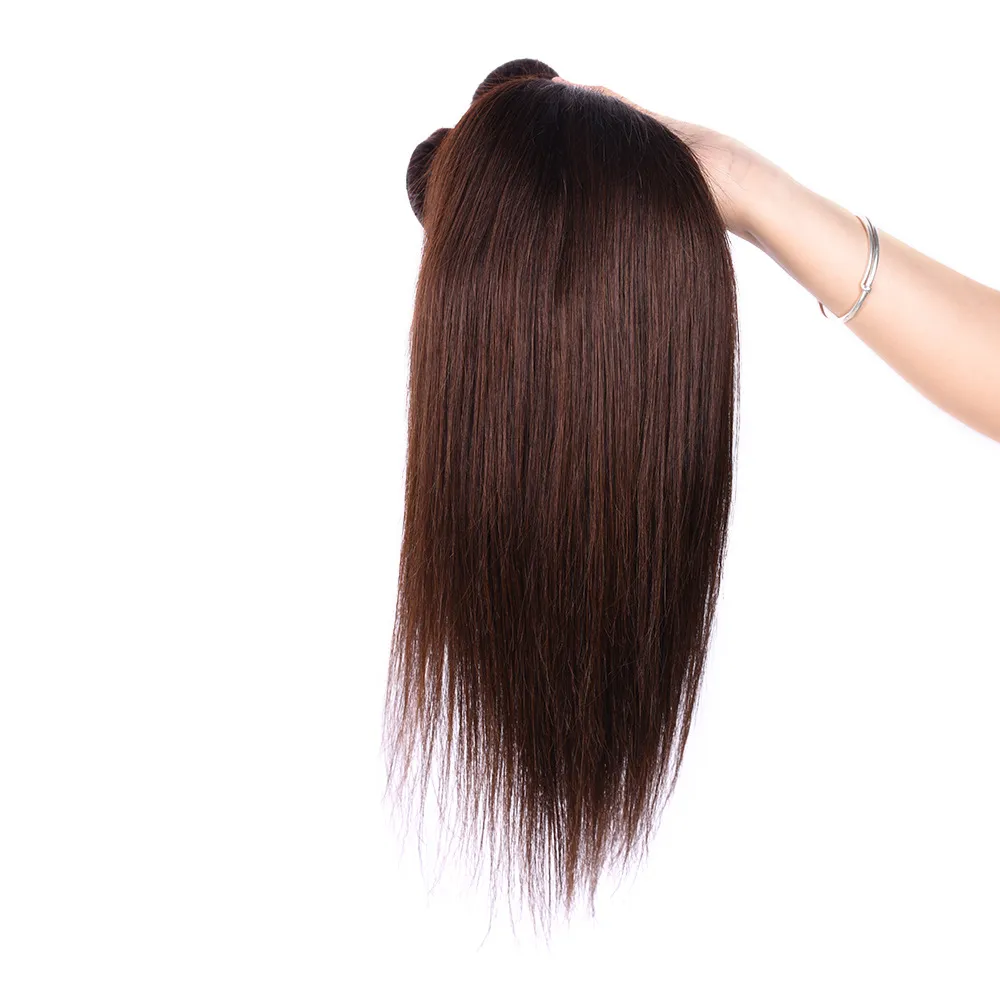 Passion Hair Products Бразильские прямые девственные плетения волос 2 темно -коричневые кольцо -римские ура