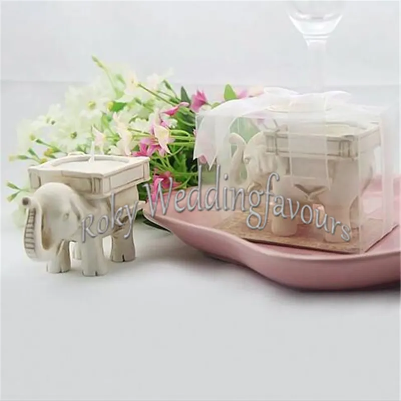 100st Lycka till elefant TEALIGHT HOLDER Party Gynnar bröllopsgivaways w/ Candle Inside Anniversary Gift Party Table Supply