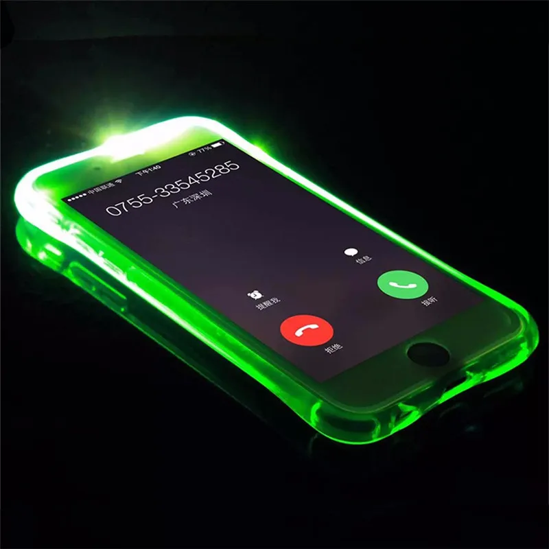 Coque arrière de téléphone Fundas TPU + PC LED Flash Light Up Case Rappeler la couverture d'appel entrant pour iPhone X 8 7 SE 6 6S Plus Samsung S7 S6 Edge Note 5