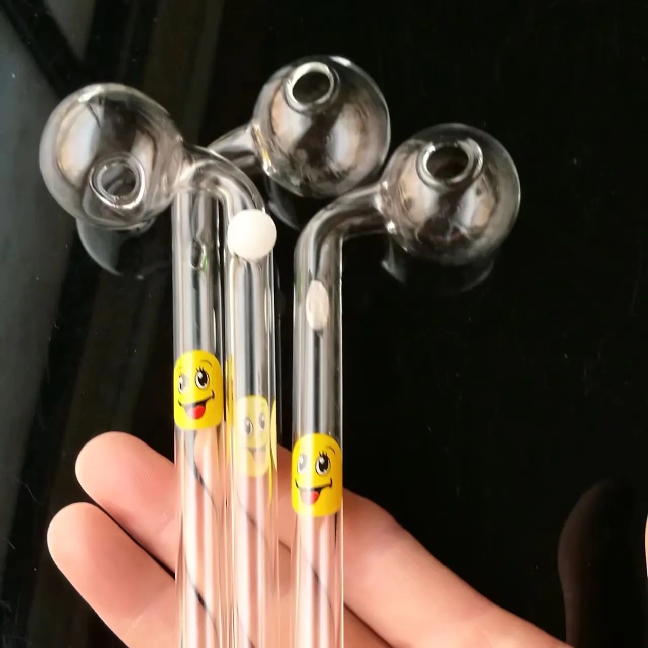 Wholesale glass water pipe, face long curved pot glass burner, 