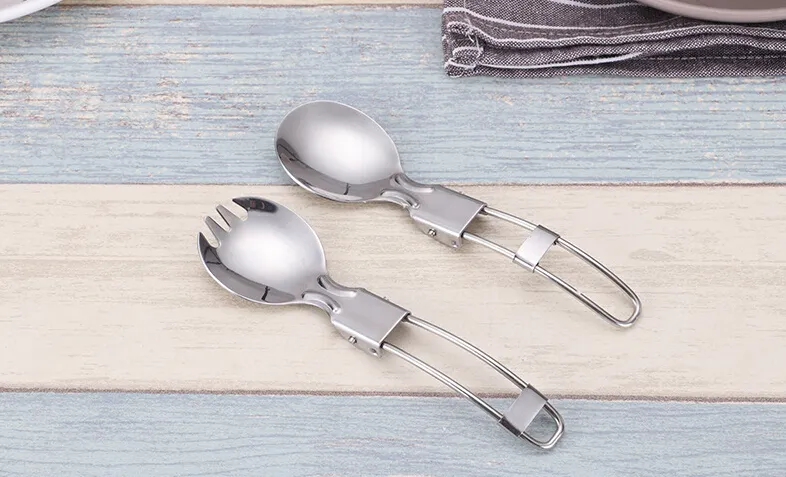 Folding Titanium Spork Ultraleve Outdoor Camping Picnic Cutlery Colher Dobrável