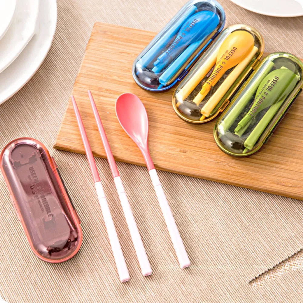 1Set Portable Travel Kids Adult Bestick Travel Fork Bordor Folding Dinnerware Sätter Camping Picnic Set Gift för barnbarn