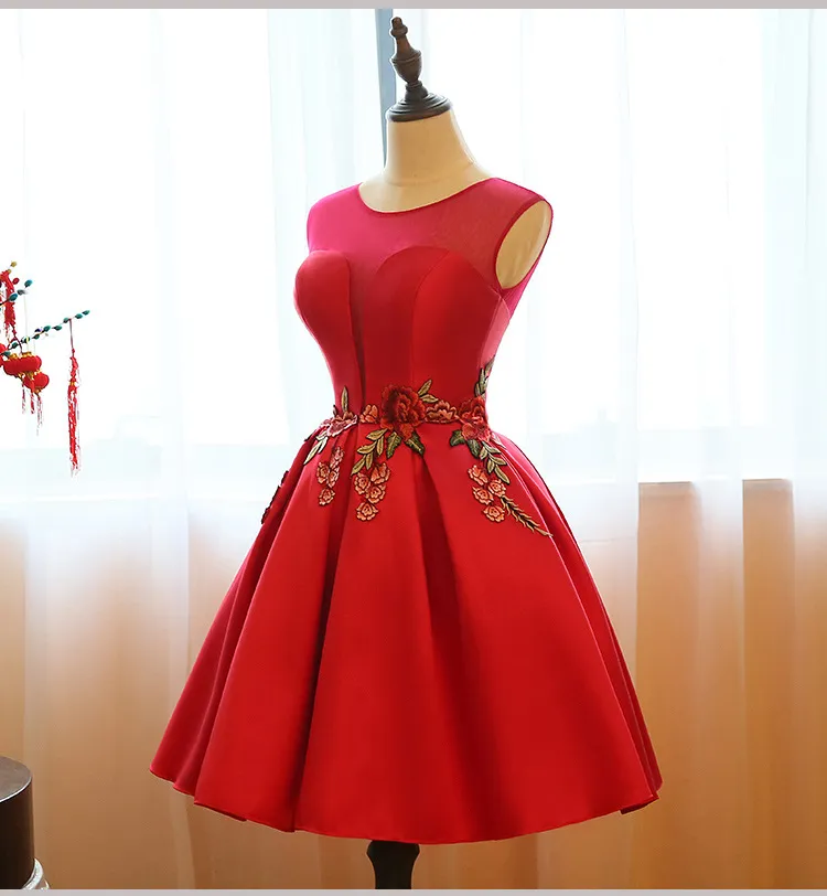 2016 Elegant Short Cocktail Party Dresses A Line Jewel Sleeveless